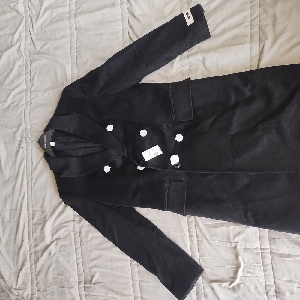 Elegant Black Double-Breasted Women's Coat